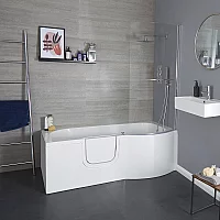 Milano Merso 1675mm x 850mm Easy Access WalkIn Shower Bath with Screen Left Hand