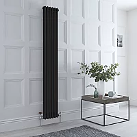 Milano Windsor Vertical Traditional Column Radiator with Feet 2 Column 1800mm x 290mm Black
