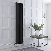 Milano Windsor Vertical Traditional Column Radiator with Feet 2 Column 1800mm x 380mm Black