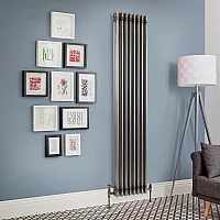 Milano Windsor Vertical Traditional Column Radiator 3 Column 1800mm x 380mm Raw Metal