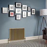 Milano Windsor Horizontal Traditional Column Radiator 3 Column 500mm x 785mm Natural Brass