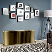 Milano Windsor Horizontal Traditional Column Radiator 3 Column 500mm x 1415mm Natural Brass
