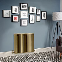 Milano Windsor Horizontal Traditional Column Radiator 3 Column 750mm x 785mm Natural Brass