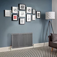 Milano Windsor Horizontal Traditional Column Radiator 3 Column 500mm x 1010mm Metallic Silver