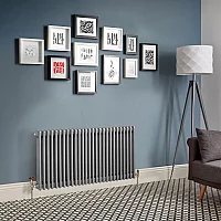 Milano Windsor Horizontal Traditional Column Radiator 3 Column 500mm x 1190mm Metallic Silver