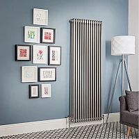 Milano Windsor Vertical Traditional Column Radiator 3 Column 1800mm x 650mm Metallic Silver