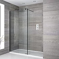 Milano Nero WalkIn Shower Enclosure with Tray Choice of Sizes and Hinged Return Panel Option