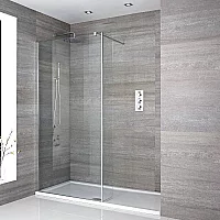 Milano Portland Chrome WalkIn Shower Enclosure with Tray Choice of Size AntiSlip Tray and Return Panel Option