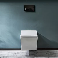 Milano Dalton White Modern Wall Hung Toilet with Tall Wall Frame Choice of Flush Plate