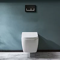 Milano Longton White Modern Wall Hung Toilet with Tall Wall Frame Choice of Flush Plate