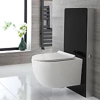 Milano Arca Black 500mm Compact WC Unit with Overton Rimless Toilet