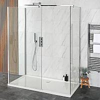 Milano Portland 3 Sided WalkIn Shower Enclosure with 1200mm x 900mm Tray and Wall Support Arms