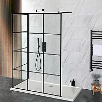 Milano Barq 2 Sided WalkIn Shower Enclosure with 1700mm x 900mm Tray and Wall Support Arm