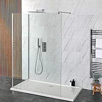 Milano Portland 2 Sided WalkIn Shower Enclosure with 1100mm x 800mm Tray and Wall Support Arm