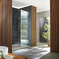 Milano Florence Fluted Glass Chrome Framed WalkIn Shower Enclosure with 1600mm x 800mm Tray
