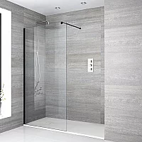 Milano Nero WalkIn Shower Enclosure with White Slate Tray 1700mm x 800mm