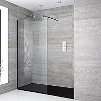 Milano Nero WalkIn Shower Enclosure with Anthracite Slate Tray 1100mm x 700mm
