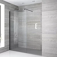 Milano Nero WalkIn Shower Enclosure with Grey Slate Tray 1100mm x 700mm