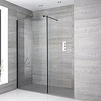 Milano Nero WalkIn Shower Enclosure with Grey Slate Tray and Return Panel 1800mm x 900mm