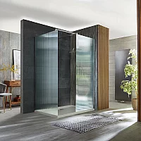 Milano Florence Fluted Glass Chrome Corner WalkIn Shower Enclosure with 1500mm x 800mm Tray