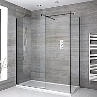 Milano Nero Corner WalkIn Shower Enclosure and Tray 1400mm x 700mm