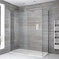 Milano Portland Corner WalkIn Shower Enclosure with White Slate Tray 1500mm x 900mm