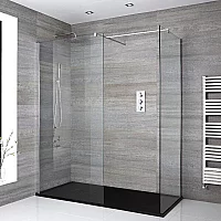 Milano Portland Corner WalkIn Shower Enclosure with Anthracite Slate Tray 1800mm x 900mm