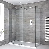 Milano Portland Corner WalkIn Shower Enclosure with Hinged Return Panel and Tray 1700mm x 700mm
