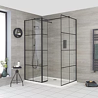 Milano Barq Corner WalkIn Shower Enclosure with Hinged Return Panel and Tray 1500mm x 700mm