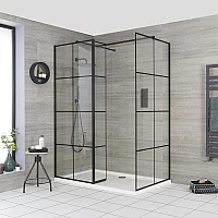 Milano Barq Corner WalkIn Shower Enclosure with Hinged Return Panel and Tray 1700mm x 900mm