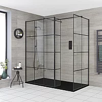 Milano Barq Corner WalkIn Shower Enclosure with Hinged Return Panel and Anthracite Slate Tray 1600mm x 800mm