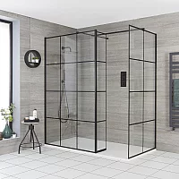 Milano Barq Corner WalkIn Shower Enclosure with Hinged Return Panel and White Slate Tray 1700mm x 900mm