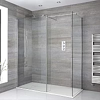 Milano Portland Corner WalkIn Shower Enclosure with White Slate Tray and Hinged Return Panel 1800mm x 900mm