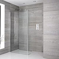 Milano Portland Wet Room Screen with Hinged Return Panel Chrome 1000mm