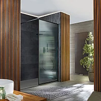 Milano Florence 1950mm Fluted Glass Wet Room Screen Black Choice of Size and Style