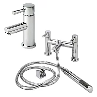Milano Mirage Modern Basin Mixer and Bath Shower Mixer Tap Set Chrome