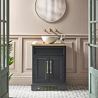 Milano 645mm Black Grey Vanity Unit with Countertop Basin and Gold Handles