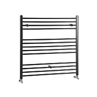 1000 x 1000mm Black Flat Panel Designer Heated Towel Rail Milano