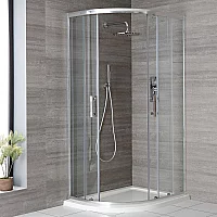 1000 x 800mm Left Chrome Quadrant Shower Enclosure with White Tray