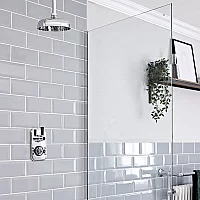 1 Outlet Shower Bath System 300mm Ceiling Mounted Shower Head Chrome Black