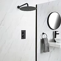 1 Outlet Nero Black Shower System with 300mm Round Shower Head Milano