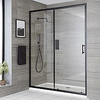1000mm Black Sliding Shower Door Enclosure Without Panel