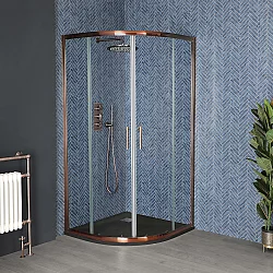 Milano Eris 900mm Copper Quadrant Shower Enclosure with Slate Tray Choice of Tray Finish