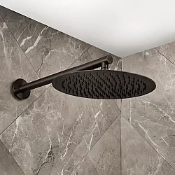 Milano Otto Modern Round 300mm Shower Head and Wall Mounted Arm Black Nickel
