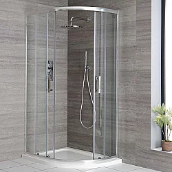 1000 x 800mm Right Chrome Quadrant Shower Enclosure with White Tray