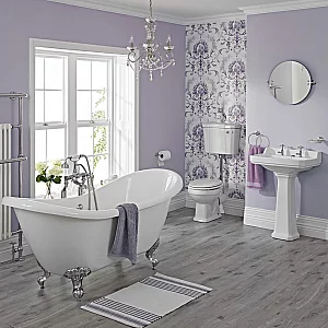 Milano Traditional Freestanding Double Ended Slipper Bath Suite Low Level WC inc Brassware
