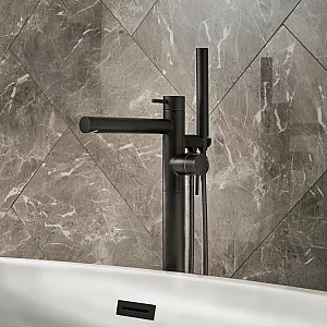 Milano Otto Modern Freestanding Bath Shower Mixer Tap Black Nickel
