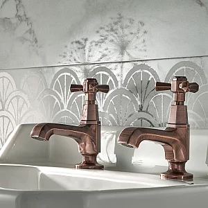 Milano Earlham Art Deco Basin Pillar Taps Choice of finish