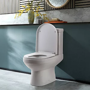 Milano Ballam Modern STrap Close Coupled Toilet with Soft Close Seat Choice of Flush Button Finish