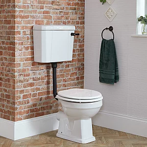 Milano Richmond Traditional Low Level Toilet with Cistern and White Seat Black